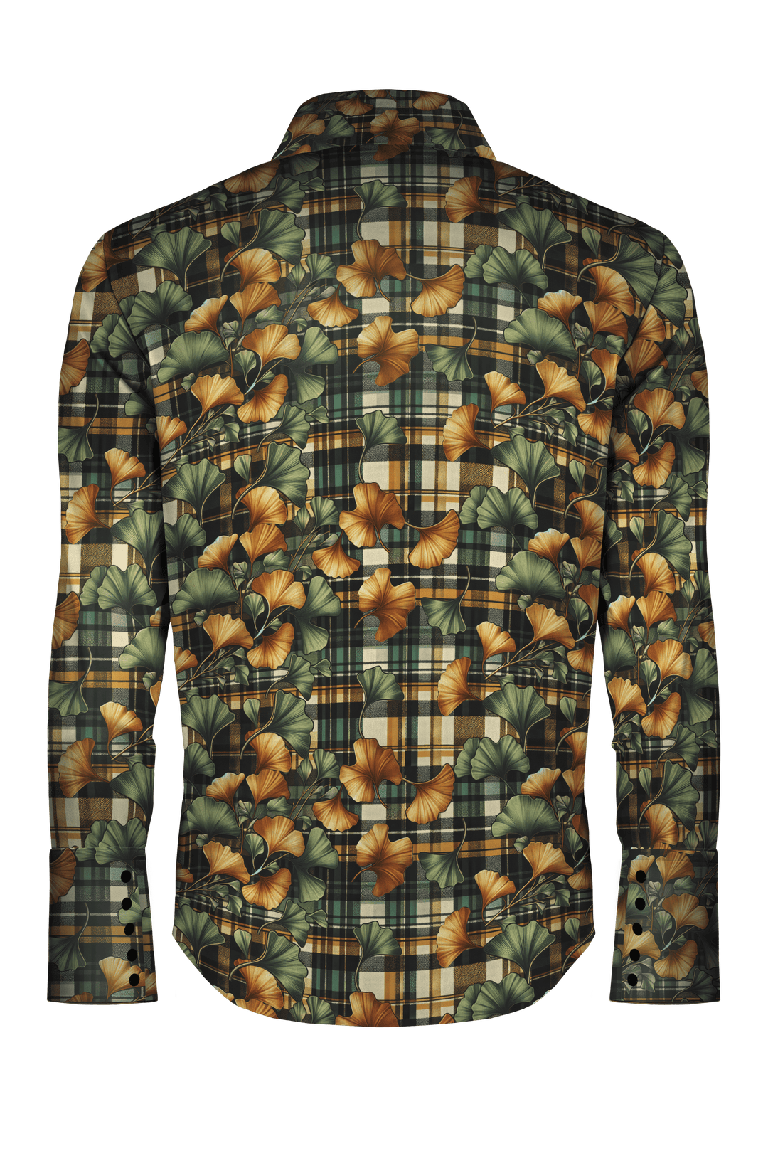 Ginkgo Tartan Elegance: Classic Plaid Shirt with Foulard - STEF MOUCHIE